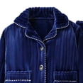 thumbnail image 2 of YUANxueke Boys Fall Winter Lapel Button Up Flannel Home Outfit Set, Long Sleeve Jacket & Pants, 2-Piece Loungewear, 2 of 4