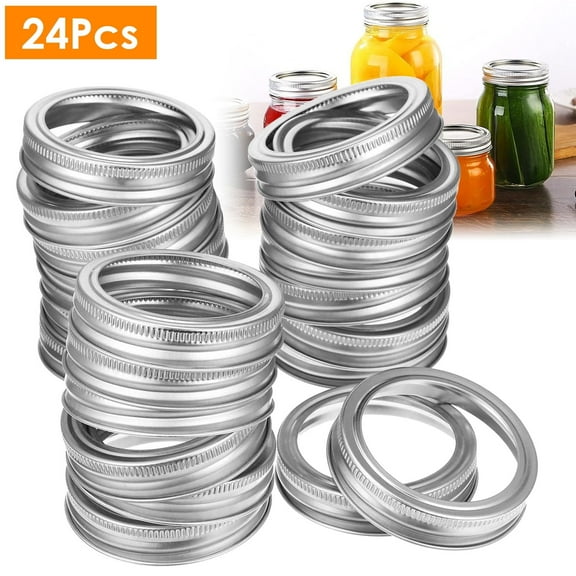 24Pcs Jar Bands Replacement Regular Mouth Jar Canning Ring Split Type Fits for Ball Kerr Mason Jars