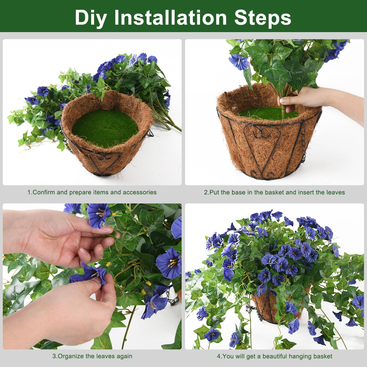 Homsunny Artificial Silk Blue Hanging Flowers Bouquet