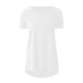 thumbnail image 4 of KkSLirnhs Womens Shirts Plus Size 5x Women's Summer Solid Round Neck Loose Short Sleeve Tops T-shirt Blouse White XXXXXL, 4 of 5