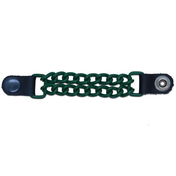 Daniel Smart Motorcycle Vest Extender - Plain Silver Double Chain with Powder Coated Forest green Design with Snap Buttons