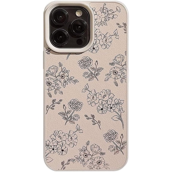 Fashion Roses Flowers Large Window Camera Lens Protector Phone Case Compatible with iPhone Case (White,iPhone 12)