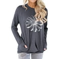 thumbnail image 3 of Nlife Women Long Sleeve Flower Graphic Printed Round Neck T-Shirt, 3 of 7