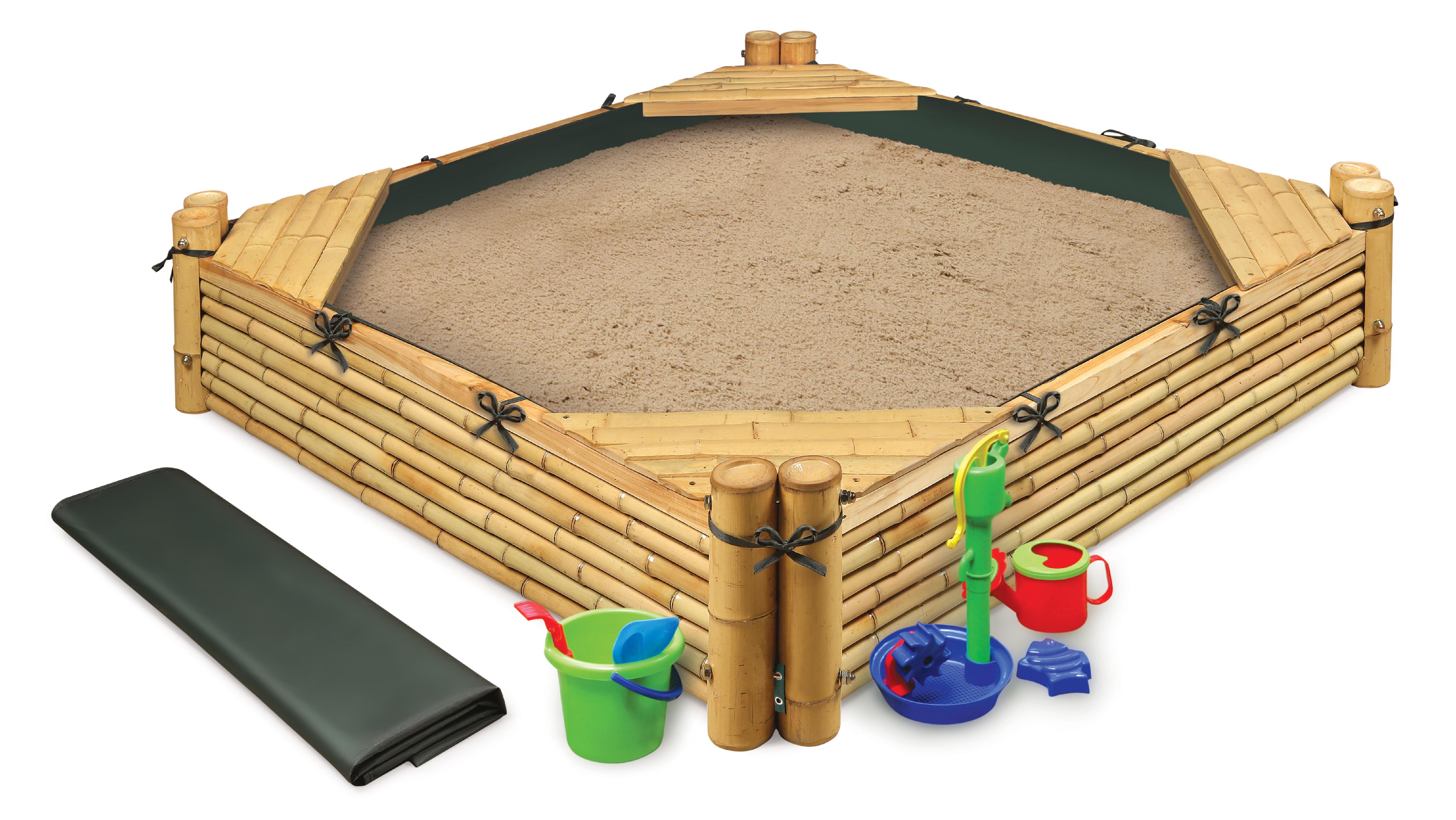 Bamboo Beach Sandbox Liner Cover Game Play Kids Outdoor Vegetable Flower Garden eBay