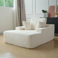 thumbnail image 3 of Magic Home Oversized Chaise Lounge Chair Indoor Furniture with Back Cushion, Pillows, Cloud Plush Corduroy Upholstered Sofa Bed for Living Room, Bedroom, No Assembly Required, Beige, 3 of 11