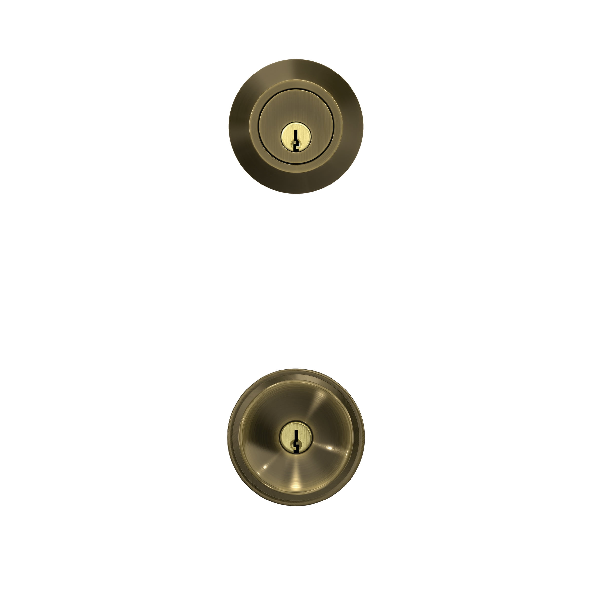 First Secure by Schlage Deadbolt and Keyed Entry Hawkins Knob in Antique Brass
