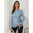 thumbnail image 5 of DOPI Women's Maternity Shirts Casual Long Sleeve Tie Front Ribbed Knit Pregnancy Tee Top, 5 of 8