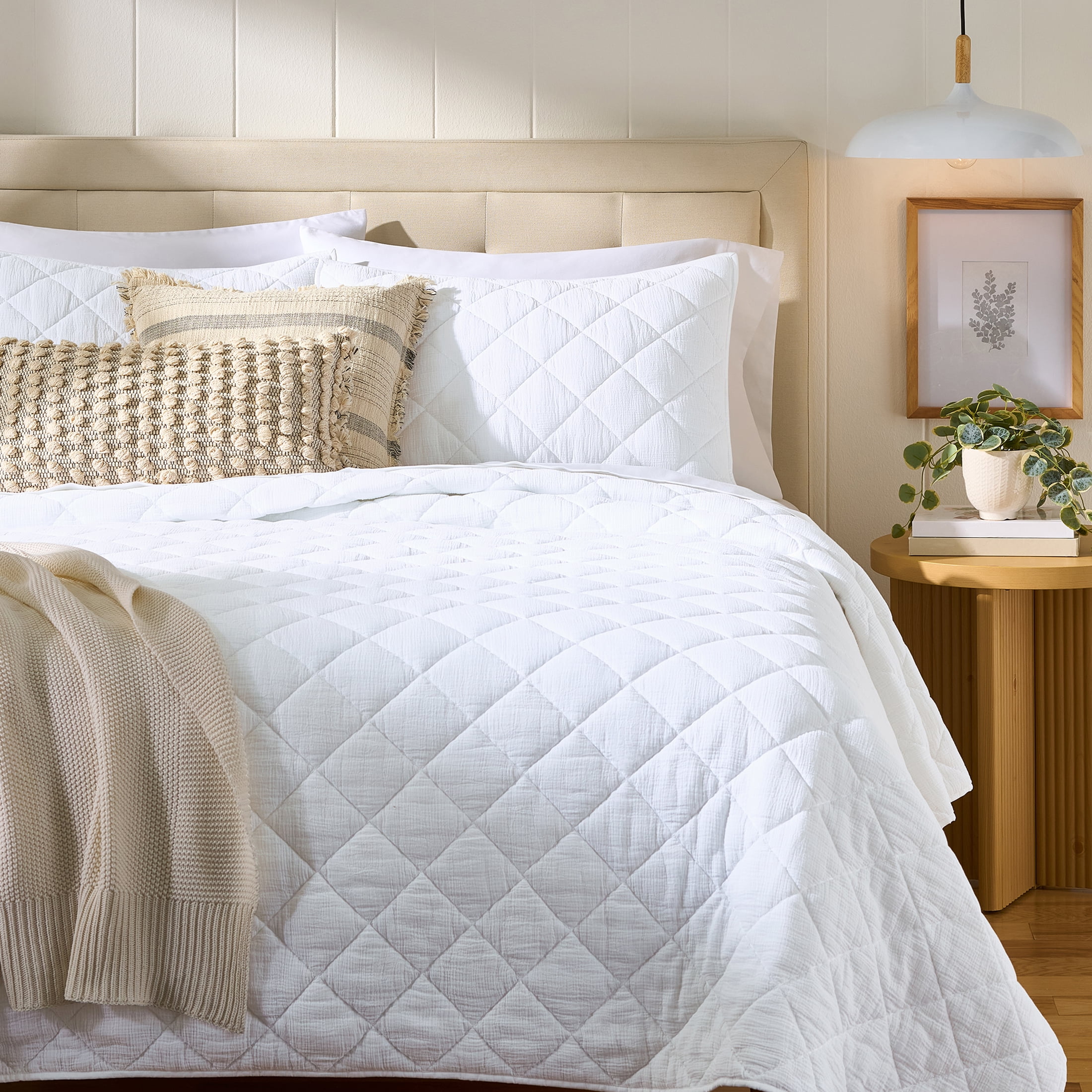 Better Homes & Gardens Diamond Gauze Quilt, White, Full