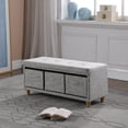 thumbnail image 2 of ORE International 17.5" Appleby Slate Gray Tufted Bench w/ Storage Basket Drawers, 2 of 4