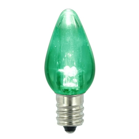 Club Pack of 25 Green LED Transparent Twinkle C7 Christmas Replacement Bulbs