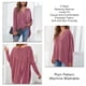 thumbnail image 5 of Top holgado con cuello en V y mangas largas de murciélago para mujer, jersey informal con estampado liso, camisa rosa roja XXL, 5 of 6
