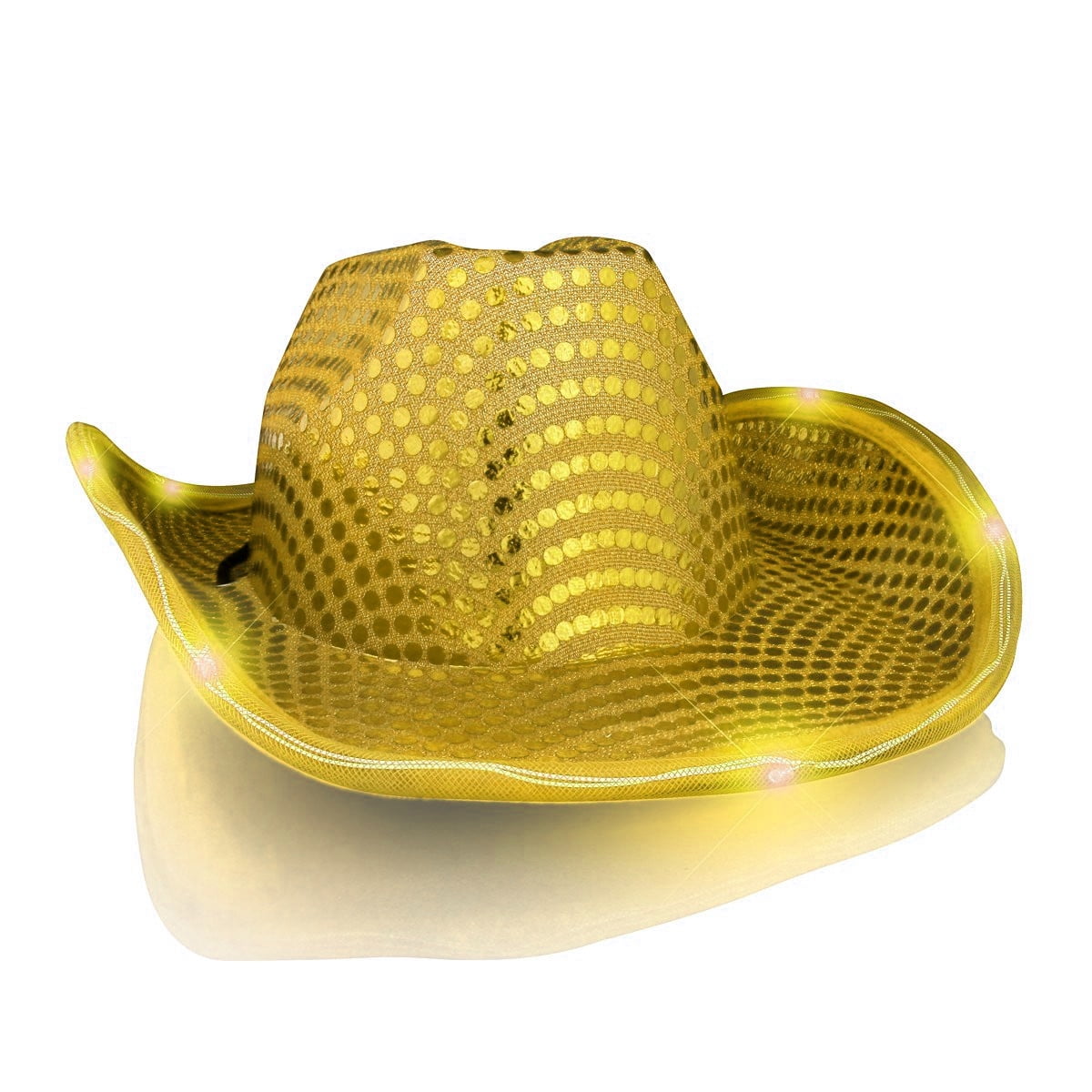LED Flashing Cowboy Hat With Gold 