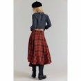 thumbnail image 4 of Red Plaid Wrap Midi Skirt Asymmetrical Hem High Waist A-Line Tartan, 4 of 6
