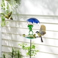thumbnail image 1 of Comedero para pájaros con estaca, resistente, para amantes de las aves, decoración de jardín con forma de rana, baño de pájaros de metal para jardín,, 1 of 8