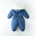 thumbnail image 5 of Newborn Snowsuit Baby's Romper Jumpsuit Winter Coats Warm Down Coat Cute Padded Windproof Onesie for Infant Girls Boys Blue 1-2 Years, 5 of 7