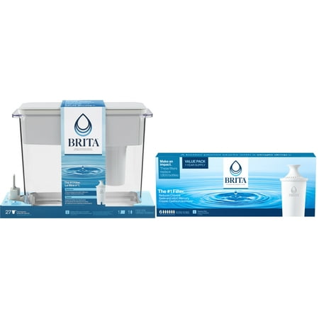 

Brita Extra Large 27 Cup Filtered Water Dispenser with 7 Standard Replacement Filters Made without BPA UltraMax Grey