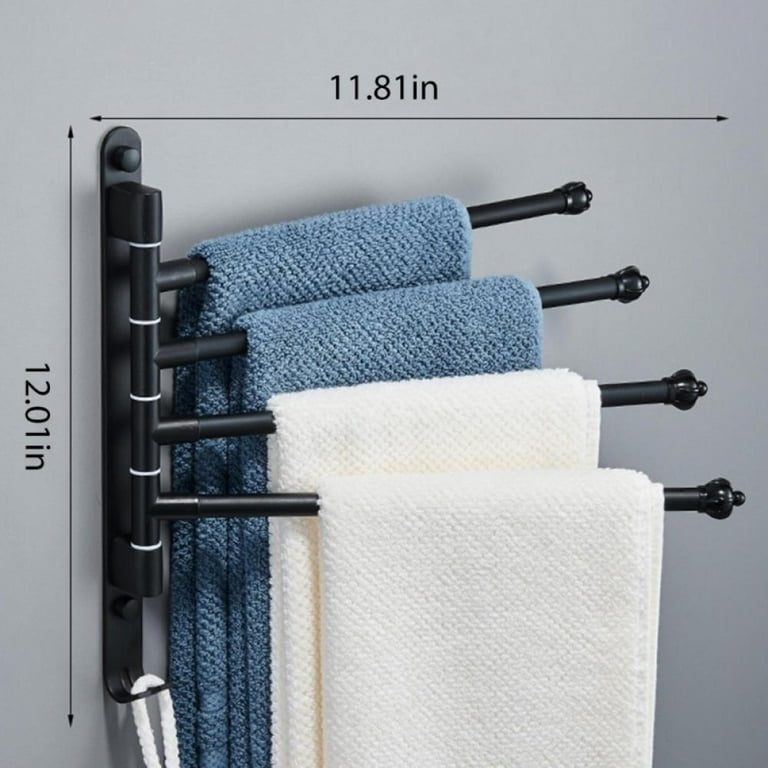 Topumt Towel Bar 4/5 Bars Folding Arm Swivel Towel Hanger Wall Mount  Bathroom Towel Rack Space Saving, Matte Black