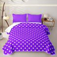 thumbnail image 2 of Erosebridal Rich Purple Polka Dot Twin Quilt Set,Pale White Dot Youth Pattern Twin Coverlet Set For Girls,2 Pieces, 2 of 7