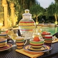 thumbnail image 4 of BrylaneHome 16 Piece Santa Fe Dinnerware Set (Service for 4), Includes Dinner & Salad or Dessert Plates, Bowls, Mugs, Colorful Stripe Southwestern Fiesta Pattern, 4 of 7