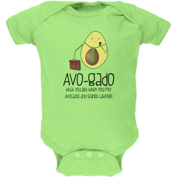 Avocado Abogado Lawyer Funny Spanish Pun Soft Baby One Piece Key Lime 12-18 M