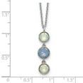thumbnail image 2 of 925 Sterling Silver Rhod Plated Blue and White Crystal With 2inch Ext Necklace 17.5 Inch 7.33mm Wide Pendant Necklace fo, 2 of 2