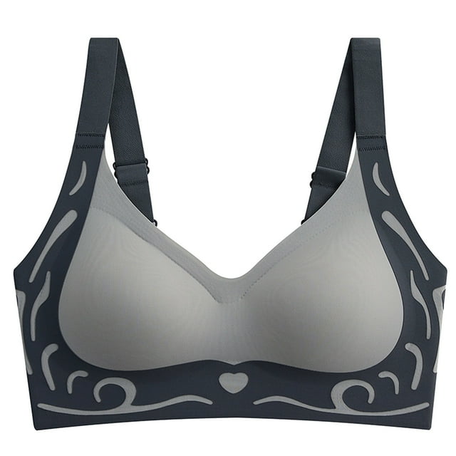 Soutiens-gorge de Sport pour Femmes, Super Rassemblement Doux Confortable Rassemblement Lingerie Sans Armatures, Gris M-3TG,