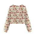 thumbnail image 5 of COEQINE Girls Crop Top Sweatshirt Long Sleeve Crewneck Fall Winter Pullover Cute Casual Loose Fit Streetwear Clothes for Teen Kids Age 5-6, Santa Claus Snowman Beige, 5 of 7