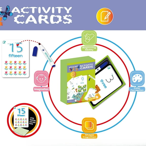 Reusable Word Learning Activity Flashcards 30Pcs High Quality Portable Erasable Educational Cards for Early Childhood Development Enhance Thinking Skills and Imagination