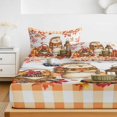 thumbnail image 6 of Full Size Fitted Sheet Set - Hedgehog Fall 3 Piece Bedding Sets 16" Deep Pocket Fitted Sheet with 2 Pillowcases, Thanksgiving Pine Cones Maple Wooden Plaid Brushed Microfiber Hotel Luxury Bed Sheets, 6 of 9