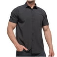 thumbnail image 2 of HAPIMO Men's Loose Cotton Linen Shirts with Pocket Fashion Lapel Pullover Sale Clothing Solid Tees Summer Hawaiian Beach Button Short Sleeve Shirts Black XL, 2 of 4