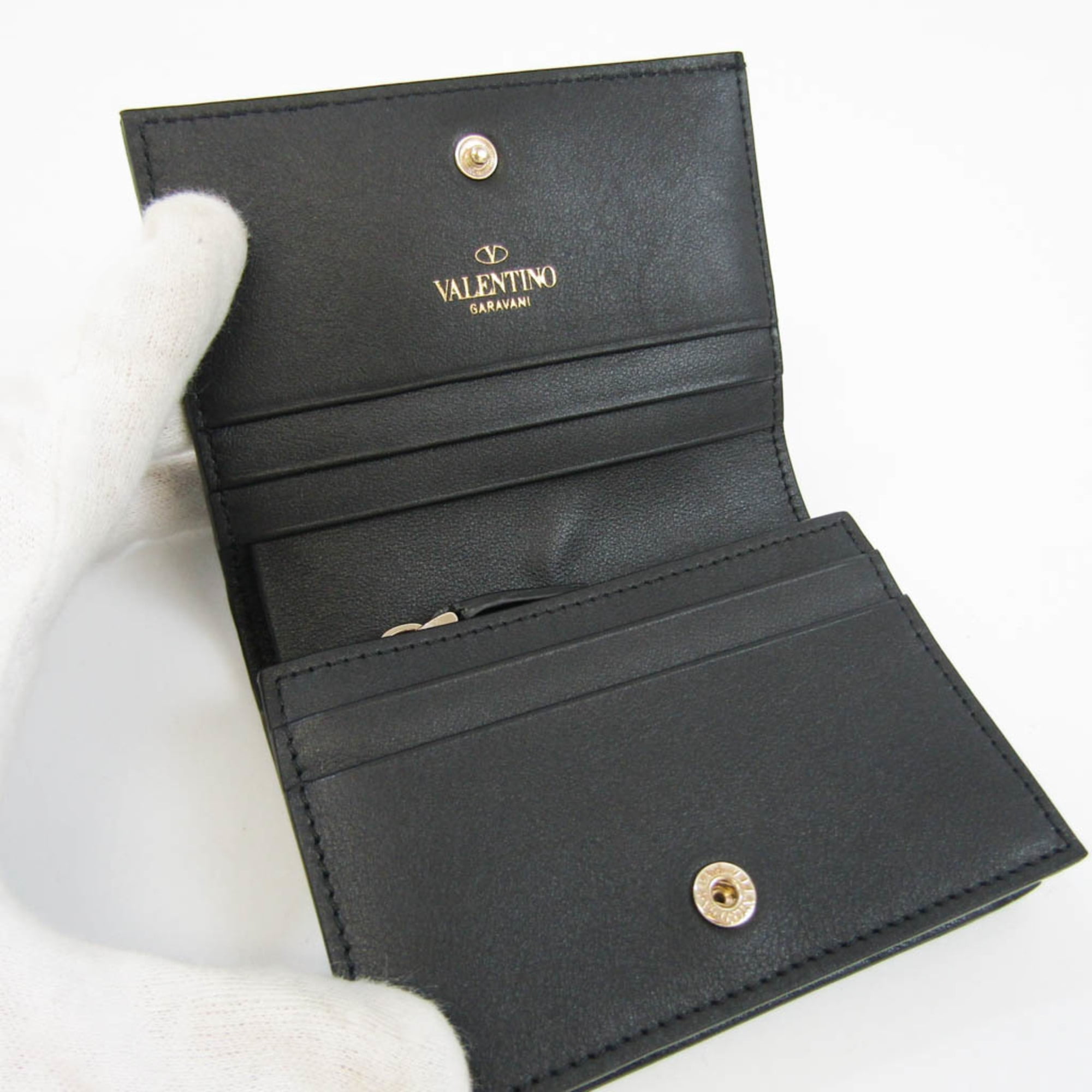 Rockstud bi-fold leather wallet