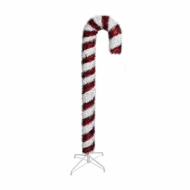 Kurt S. Adler H0674 6 ft. Unlit Red & White Tinsel Candy Cane