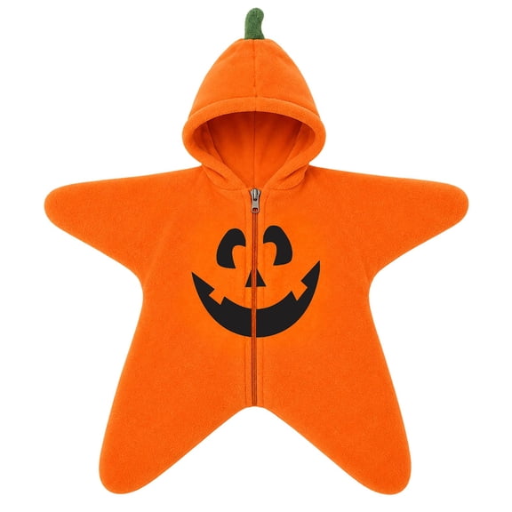 JCCXIN Baby Halloween Pumpkin Jumpsuit Hooded Onesie Zip-Up Starfish Shape Playwear for for Festival Party & Photoshoot