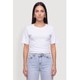 thumbnail image 2 of Women's Side Ruched Crew Neck Short Sleeve T-Shirt, 2 of 4