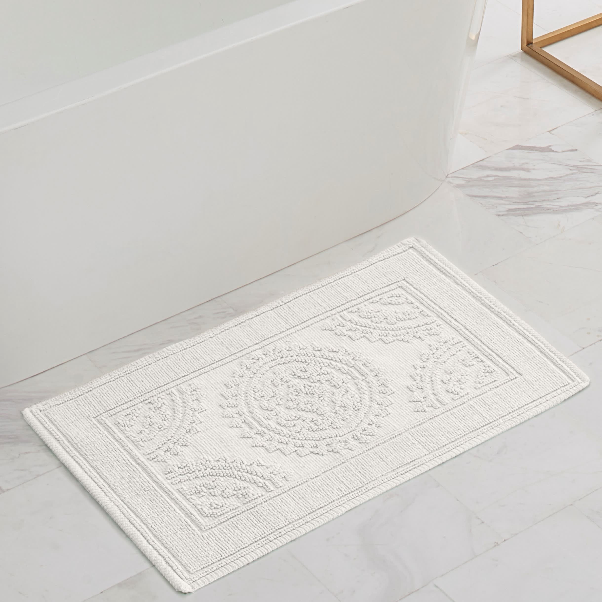 White, Medallion, 21x34 in Bath Rug, Jean Pierre