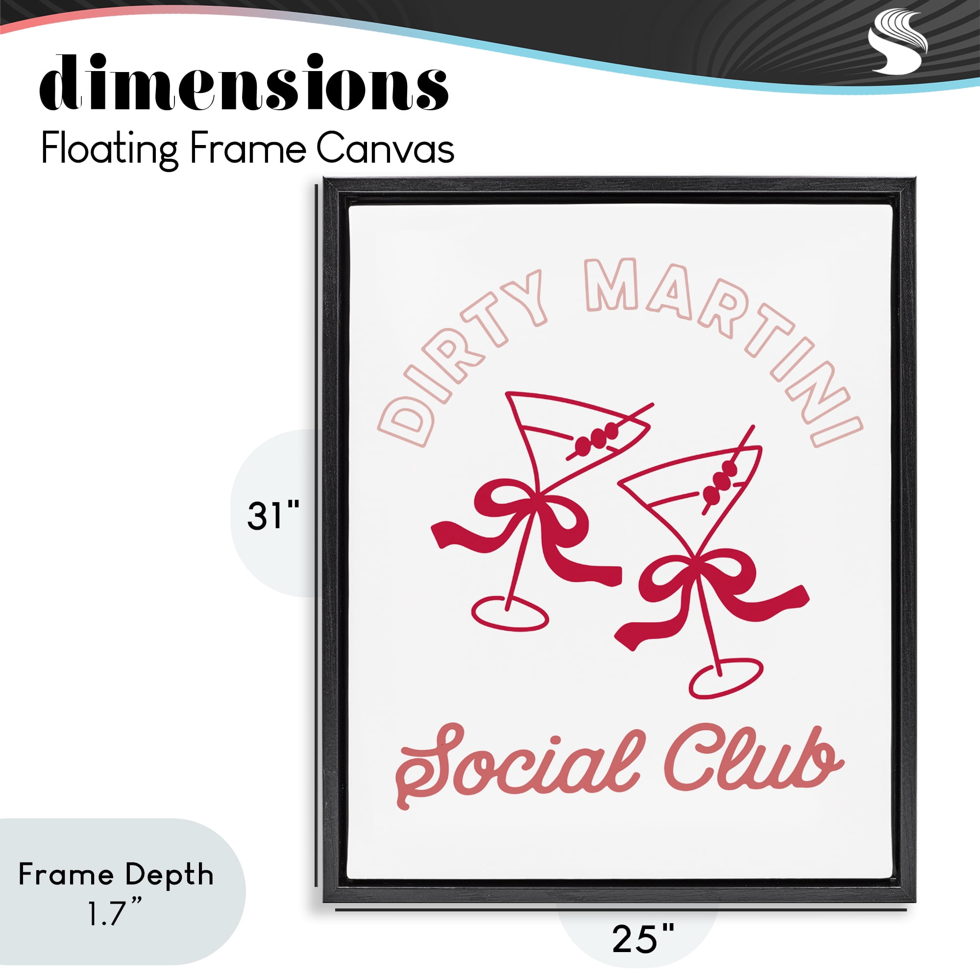 Stupell Industries Pink Martini Social Club Black Framed Floater Canvas Wall Art, design by Lettered and Lined
