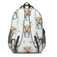 thumbnail image 3 of Highland Cow and Bucket Print Backpack for School, Cute School Bag with Adjustable Shoulder Straps and Padded Back, 16.9"x12.6"x5.9", 3 of 5