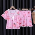 thumbnail image 4 of Conjunto de pijama de manga corta con lazo para niños, ropa de casa de dibujos animados, My Melody, Cinnamoroll, serie Sanrios, verano, dos piezas, regalos, 4 of 4