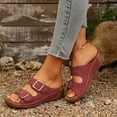 thumbnail image 5 of Miluxas Women's Footbed Slide Sandals Clearance, Arch Support Summer Outdoor Sandals with Adjustable Buckle Red 6(37), 5 of 9