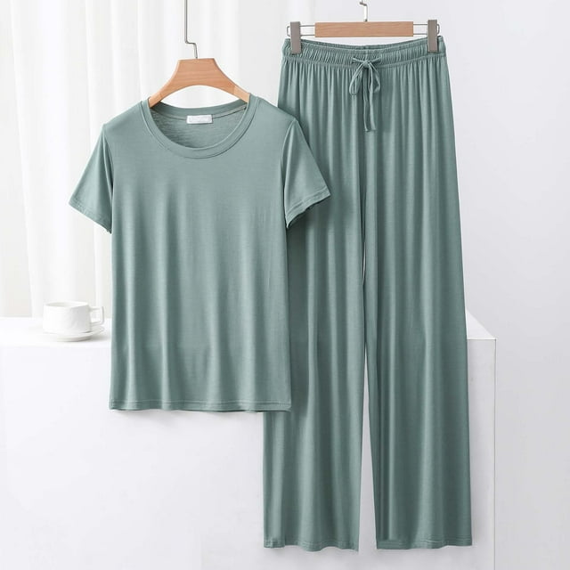 Weiqiqre Pyjama Grande Taille pour Femmes Ensemble Pyjama Rafraîchissant Ensembles Assortis d'Été Manches Courtes Ensemble de Détente Femmes