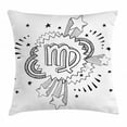 thumbnail image 1 of Zodiac Virgo Throw Pillow Cushion Cover, Doodle Style Astrology Symbol on 1960s 1970s Pop Explosion Background, Decorative Square Accent Pillow Case, 18 X 18 Inches, Black and White, by Ambesonne, 1 of 2