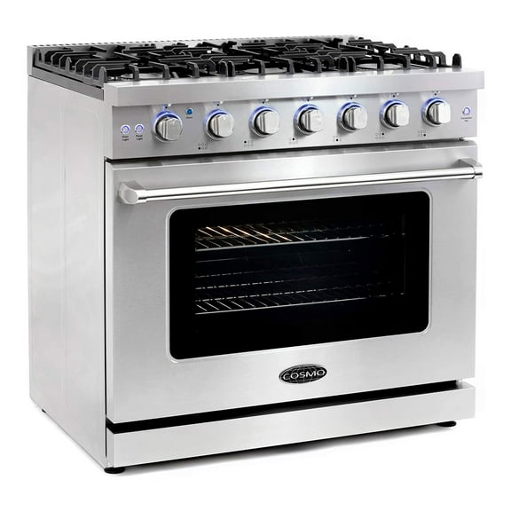 Cosmo 36 Inch 6 Cubic Foot Gas Range Convection Oven with 6 Italian Burners