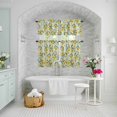 thumbnail image 6 of Kitchen Window Curtains Valance and Tier Set, Pastoral Yellow Lemon Leaf Rod Pocket Tier Curtains and Valance 3 Piece Set, Watercolor Flower Leaves Window Treatment for Bedroom Living Room, 6 of 9