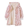 thumbnail image 2 of Homenesgenics Winter Coat Winter Clothes Winter Children's Long-sleeved Hooded Mid-length Floral Print Casual Girls' Fleece Jacket Red 7 Years, 2 of 9