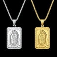 thumbnail image 4 of Catholic Virgin Mary Medal Our Lady of Guadalupe 14K Yellow Gold Pendant Necklace for Women Men Gold Silver Color Male Chain Jewelry, 4 of 7