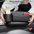 thumbnail image 2 of Organizador de espacio para asientos de coche con portavasos y compartimento para llaves y teléfono, de piel sintética resistente a arañazos, para el interior del coche., 2 of 8