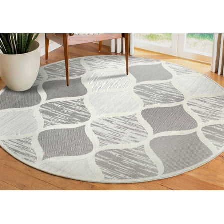 Leick Home 596585 Laurus Quatrefoil Indoor Outdoor Area Rug Round 5'3"