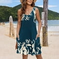 thumbnail image 5 of Royal Blue Hawaiian Tropical Beach Lounge Dress for Women Summer Fall Sleeveless V Neck Floral Print Midi Knee High Loose Fit Dress Teen Girls 2025 Clothes Trendy M, 5 of 5