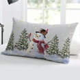 thumbnail image 5 of Winter Grey Christmas Throw Pillow Cover,Xmas Snowman Pine Trees Snowflake Rectangle Decorative Pillow Case Protector Soft Cushion Cover Lumbar Pillowcase for Couch Sofa Bedroom Car Decor 12x20 Inch, 5 of 8