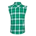 thumbnail image 2 of Men's Casual Flannel Plaid Shirt Sleeveless Cotton Plus Size Vest Green&White&Black L, 2 of 3
